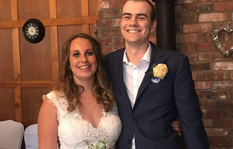 Danielle and Ryan on their wedding day