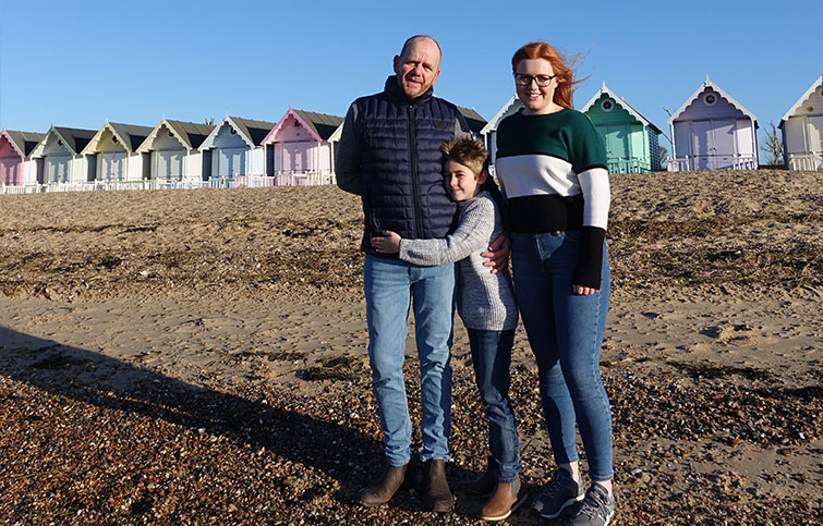 The Brunton family on beach in West Mersea.